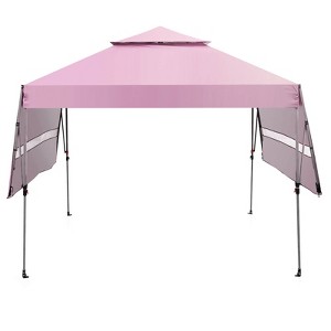 Costway 10'x17.6'Outdoor Instant Pop-up Canopy Tent Dual Half Awnings Adjust Patio Blue/White/Gray/Black/Pink - 1 of 4
