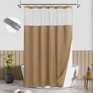 Textured Waffle Weave Shower Curtain with Snap In Liner and 12 Hooks - 1 of 4