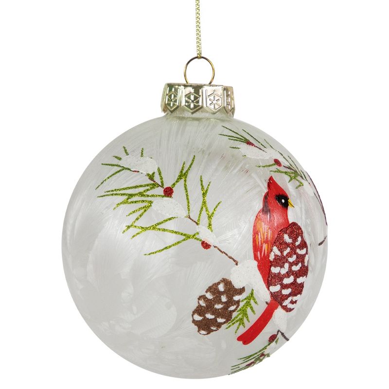 Northlight Set of 2 Clear and Red Cardinal Birds Christmas Glass Ball Ornaments 4", 5 of 6