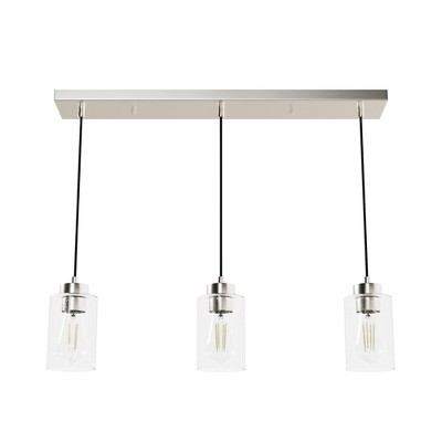 3-Light Hartland Seeded Glass Linear Pendant Cluster Ceiling Light Fixture - Hunter Fan