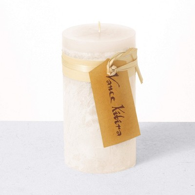 Vance Kitira 8" Melon White Timber Pillar Candle ,Scentless, Clean-Burning, Environmental Friendly