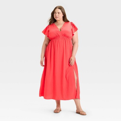 Women's Flutter Short Sleeve Maxi A-Line Dress - A New Day™