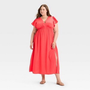 Women's Flutter Short Sleeve Maxi A-Line Dress - A New Day™ - 1 of 3