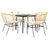 vidaXL 3-Piece Patio Dining Set with Cushions - Brown PE Rattan & Tempered Glass for Garden/Backyard/Patio - 3 of 4