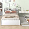 CAVINAS Full Size Platform Bed with Trundle,Modern Bed Frame with Bookcase for Bedroom,No Box Spring Needed - 2 of 4