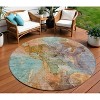 Copper Orange And Teal Blue Abstract Washable Indoor Outdoor Area Rug - 2 of 4