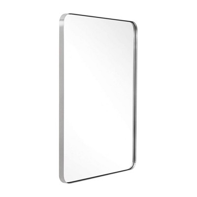 ANDY STAR Modern Decorative 24 x 36 Inch Rectangular Wall Mounted Hanging Bathroom Vanity Mirror with Stainless Steel Metal Frame, Brushed Nickel
