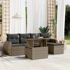 vidaXL 6 Piece Patio Sofa Set with Cushions - Gray Poly Rattan - 2 of 4