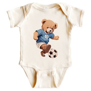 The Juniper Shop Watercolor Soccer Bear Baby Short Sleeve Bodysuit - 1 of 4