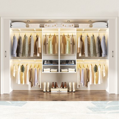 Aheaplus 96'' Wall-mounted Closet Storage Organizer,  Floating Closet System with Cuttable Shelves and Extendable Hanging Rods