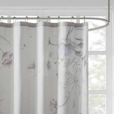 Cassandra Blue Floral Cotton Shower Curtain