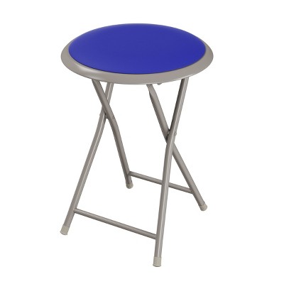 Hastings Home 18-Inch Padded Portable Folding Stool Stool with 300lb Capacity, Royal Blue
