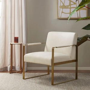 CAVINAS Velvet Accent Chair with Mid-Height Backrest and Metal Arms and Legs,Upholstered Living Room Chairs,Reading Chairs for Living Room - 1 of 4