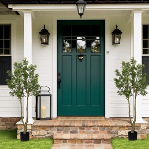 KWPZQEB 6FT Artificial Tree Tall Lush Evergreen Faux Plant, Decorative Potted Tree with Vibrant Green Foliage and Natural Look Trunk for Indoor - 1 of 4