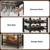 Dining Bar Table Set for 2 with Wine Rack and Storage Shelf, Bar Counter Table with 2 Footrest Chairs,Dining Table Set for 2,Upholstered Chairs - 4 of 4