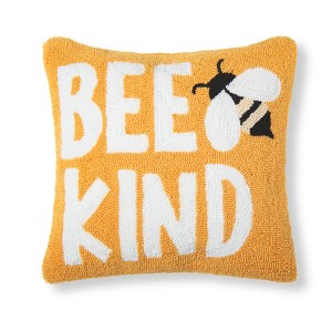C&F Home 16" x 16" Bee Kind Hooked Pillow - 1 of 4
