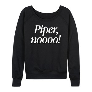 Women's - Instant Message - Piper No Lightweight French Terry Wide Neck Long Sleeve Shirt - 1 of 4
