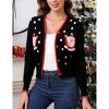 Women's Long Sleeve Cropped Cardigan Ugly Christmas Sweater Open Front Embroidery Knit Button Down Cardigans - 2 of 4