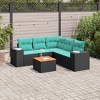 vidaXL 6 Piece Patio Sofa Set with Cushions Black Poly Rattan - 2 of 4