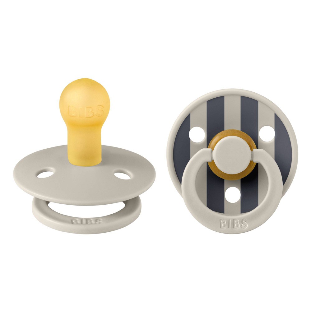 Bibs Studio Collection Colour Stripe Latex Pacifier 0-6 Months - Sand Mix - 2pk