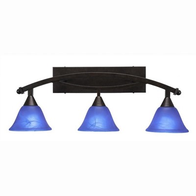 Toltec Lighting Bow 3 - Light Vanity in  Bronze with 7" Blue Italian Shade