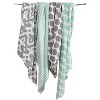 Bacati - Ikat Mint/Gray Dots/Stripes Swaddling Muslin Blankets set of 4 - 4 of 4