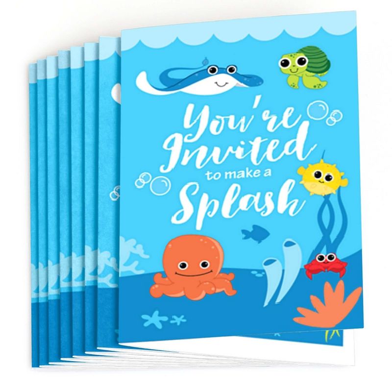 Big Dot of Happiness Under the Sea Critters - Fill-in Birthday Party or Baby Shower Invitations (8 Count), 2 of 7