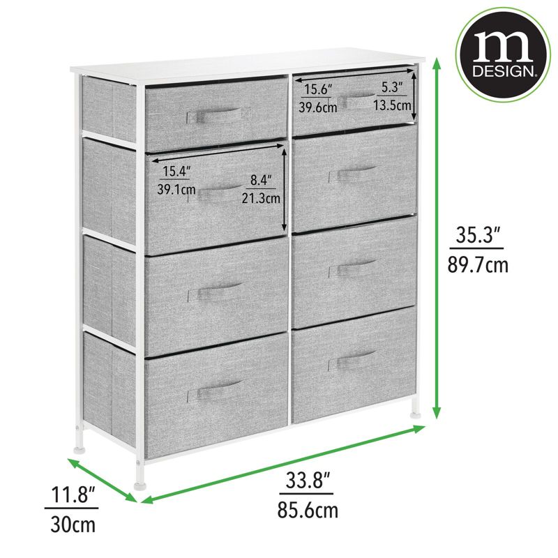 mDesign Tall Storage Dresser Furniture with 8 Slim Fabric Drawers, 3 of 10