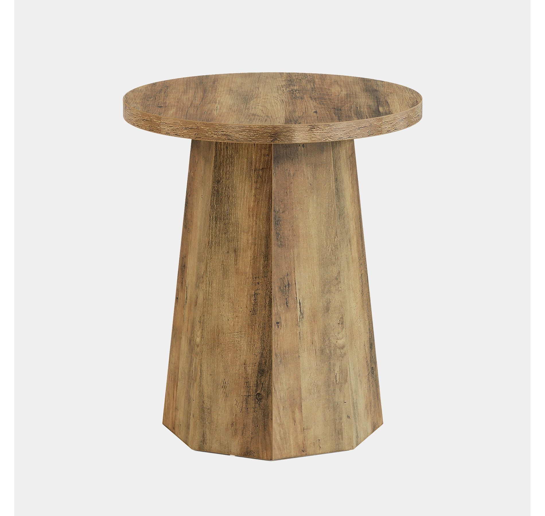 Tribesigns Farmhouse Wooden Round End Table with Octagonal Base
