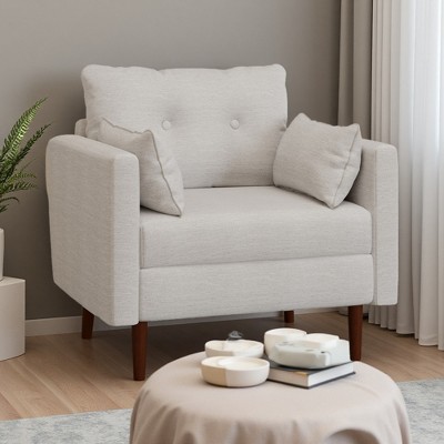 34.5" Fabric Comfortable Club Chair with Birch Wood Legs