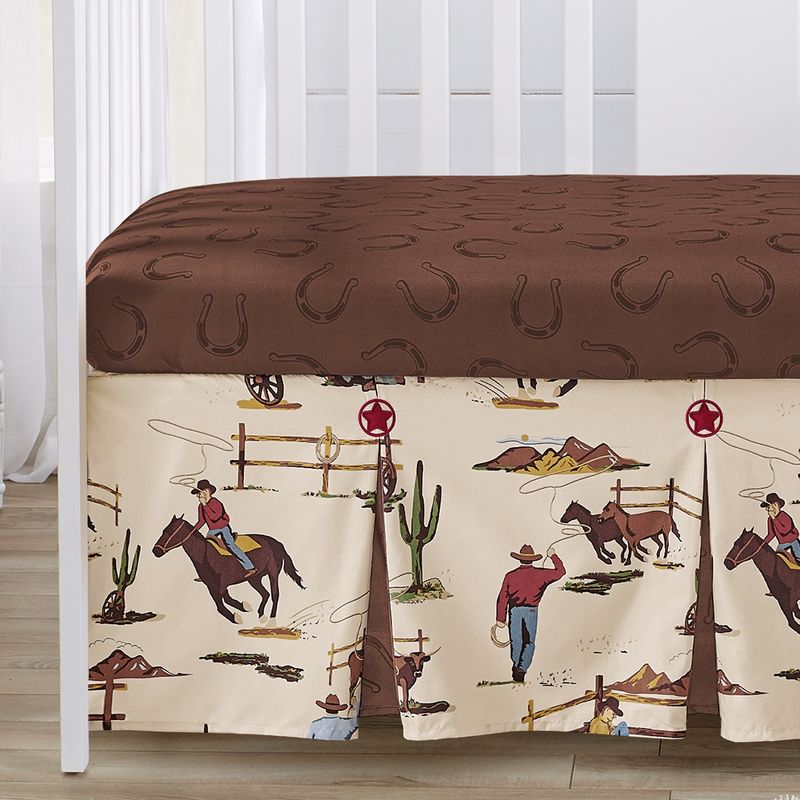 Sweet Jojo Designs Boy Baby Crib Bedding Set - Wild West Cowboy Brown Red Blue 4pc, 4 of 7