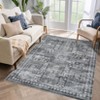 Vintage Machine Washable Oriental Design Carpet with Non Slip Backing Distressed Stain Resistant Soft Low Pile Floor Cover for Living Room Bedroom - 3 of 4