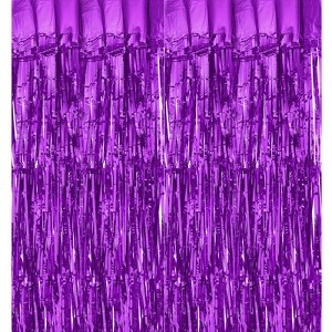 Unique Bargains Wedding Birthday Decoration Foil Fringe Backdrop Curtain 2 Pcs - 1 of 4