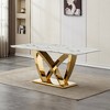 Dolonm 70" Modern Faux Marble Dining Table for 6 with Stainless Steel Base - 2 of 4