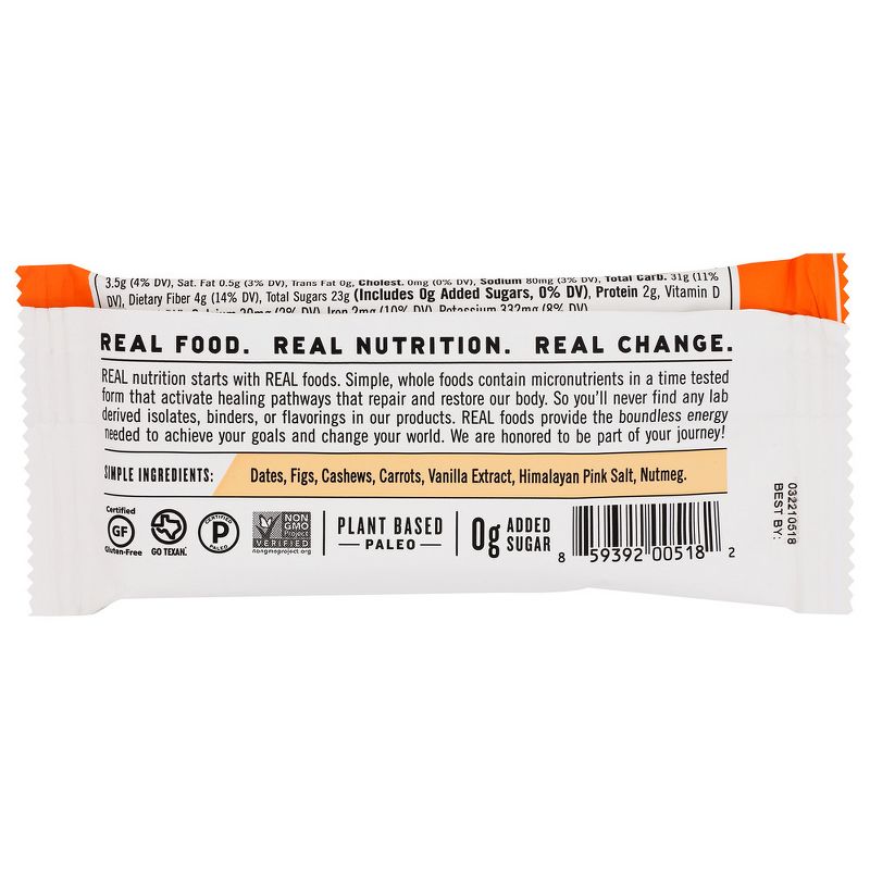 Thunderbird Real Food Bars Cashew Fig Carrot Superfood Bar - 12 bars, 1.7 oz, 3 of 5