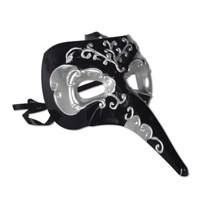 Beistle Black Silver Long Nose Mask 54207-BKS - 1 of 1