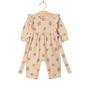 Girl ' Flutter Sleeve Long Romper - City Mouse - 1 of 1