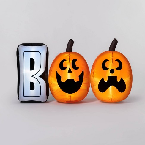 6\' Led Boo With Pumpkins Inflatable Halloween Decoration - Hyde ...