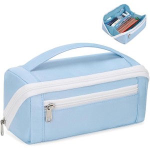 Fmeida Large Capacity Pencil Case - Black Pencil Pouch for Teens College Middle and High School, Extra Big Pencil Bag with 8 Compartments - 1 of 4