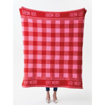 Shiraleah Red "Very Merry" Holiday Throw Blanket