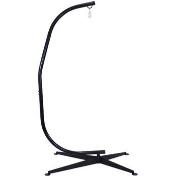 Sunnydaze Indoor/Outdoor Steel Metal C-Stand Hammock Chair Stand Only - Black - 300 lb Weight Capacity