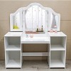Kids Vanity with Lights,2 in 1 Princess Makeup Desk & Chair Set, Lighted Mirror, Storage Shelves & Cabinet - 3 of 4