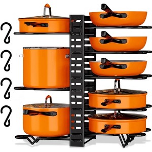 DOMETOUR Pots and Pans Organizers Pan Racks, Kitchen Storage Rack Adjustable Pot Lid Holders Cookware Organizers - 1 of 4