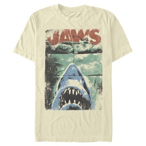 Men's Jaws Distressed Watercolor Poster T-Shirt - 1 of 4