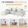 3-Seat Combo Modular Sofa for Living Room, Sectional Sofa with Ottoman, Sofa with Corduroy Fabric and Foam Filling-Baofuwish - 4 of 4