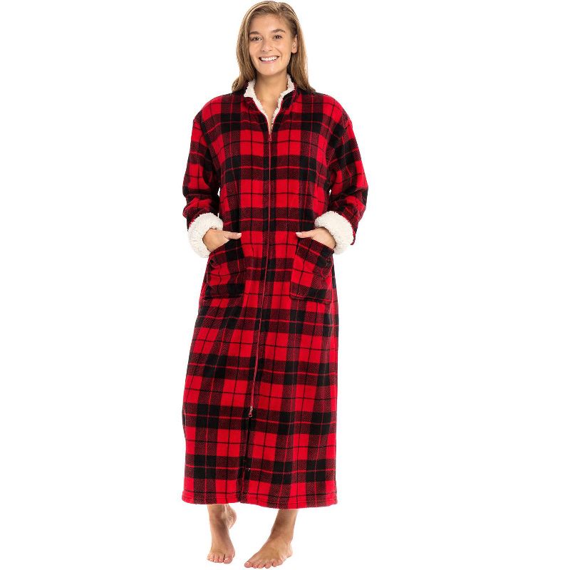 ADR Women's Zip Up Fleece Robe, Soft Warm Plush Oversized Zipper Bathrobe, 1 of 6