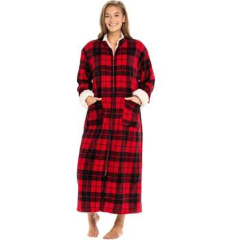 Women's Zip Up Fleece Robe, Soft Warm Plush Oversized Zipper Bathrobe