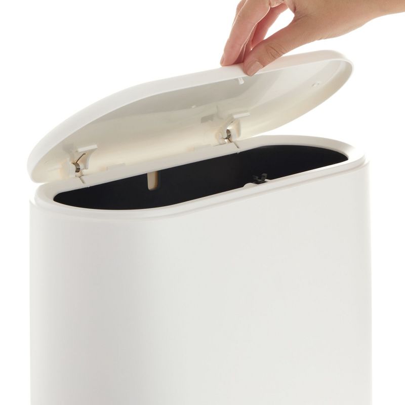 Juvale 12L / 3.17 Gallon Small Bathroom Trash Can with Lid - Narrow Bin for Kitchen (White), 5 of 10