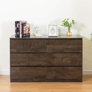 ORRD Dark Gray Sideboard Buffet Cabinet with 6 Drawers, Multi-Use Storage Dresser for Dining Room, Kitchen, Living Room, Bedroom or Hallway - 1 of 4