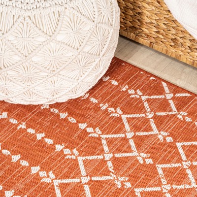 Ourika Moroccan Geometric Orange Cream 2 x 8 Runner Rug